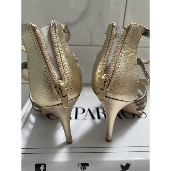 Caparros Platino Metallic Gold Open Toes Sz 61/2 M - Picture 6 of 12